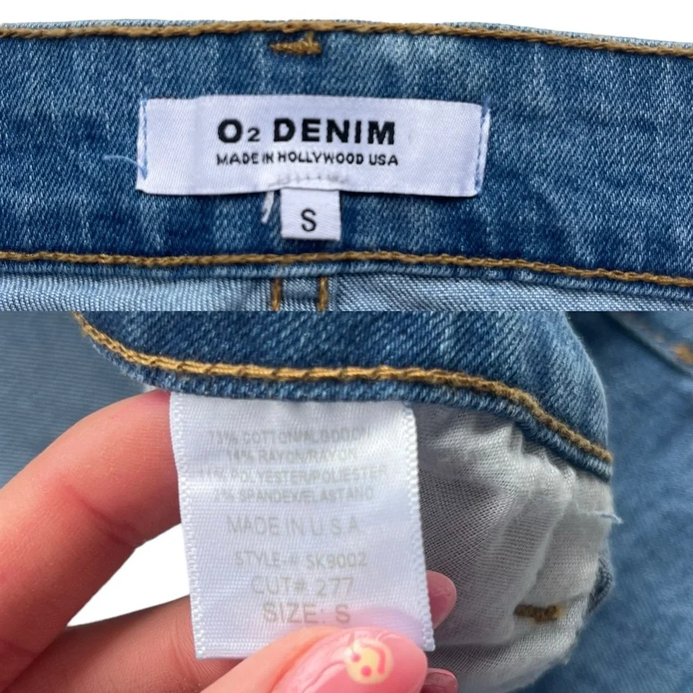O2 Denim Womens Small Medium Wash Ain't No Other High Waisted Denim Skirt SK9002